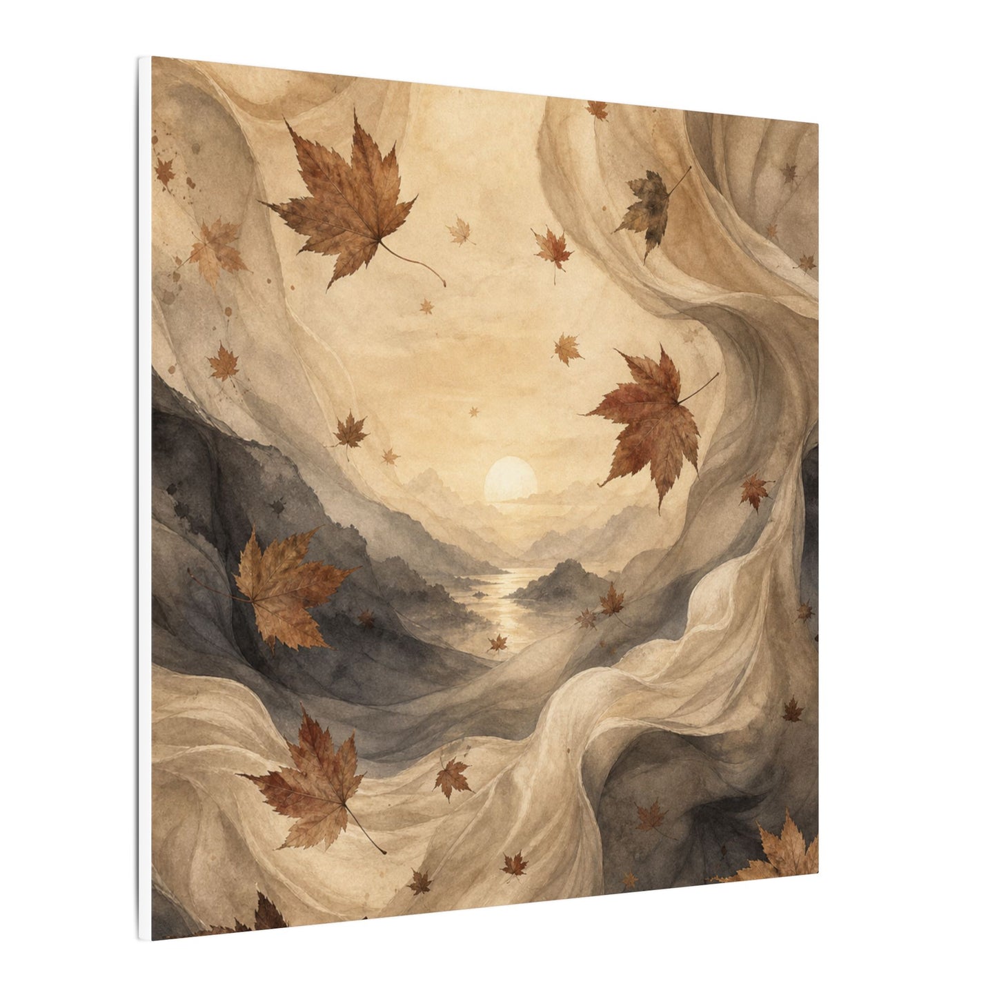 Autumn Silk Drape Watercolor Canvas Art | Earthy Decor