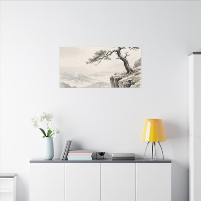 Seijaku Pine Tree Canvas Art - Japandi Japanese Pattern