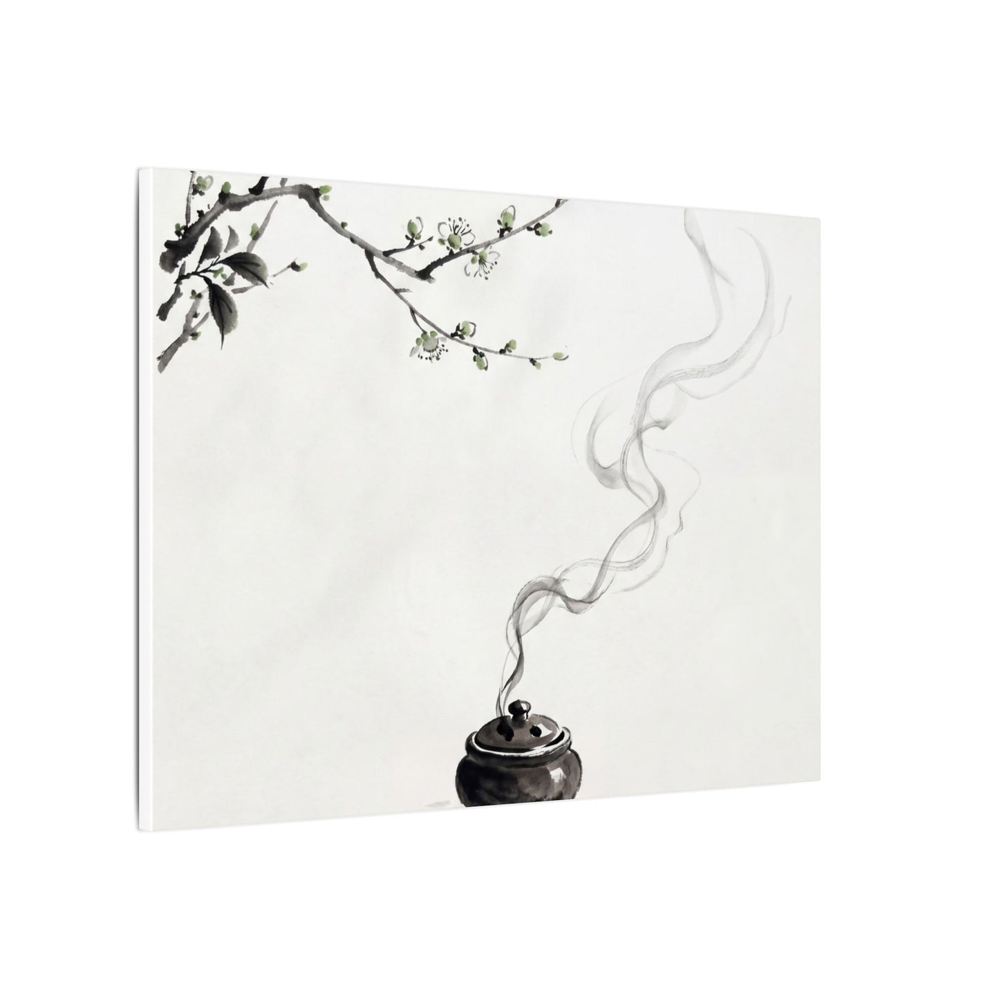 Calm Incense Smoke Canvas Art - Sumi E Zen