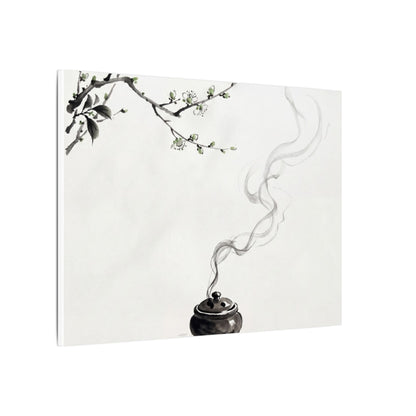 Calm Incense Smoke Canvas Art - Sumi E Zen