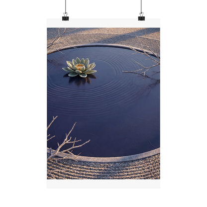 Lotus Flower Karesansui Wall Art Print | Tranquil Zen Art Art Print