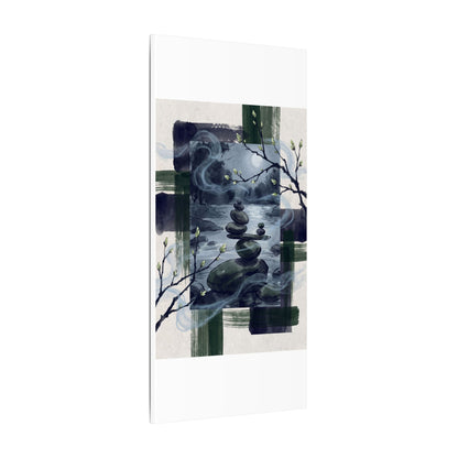 Moonlight River Stones Canvas Art - Zen Shibui
