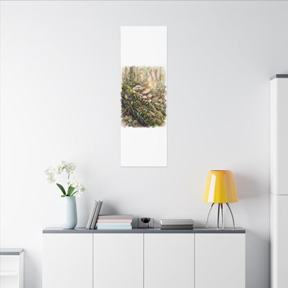 Wild Mushrooms Canvas Art | Spring Japandi Watercolor Art