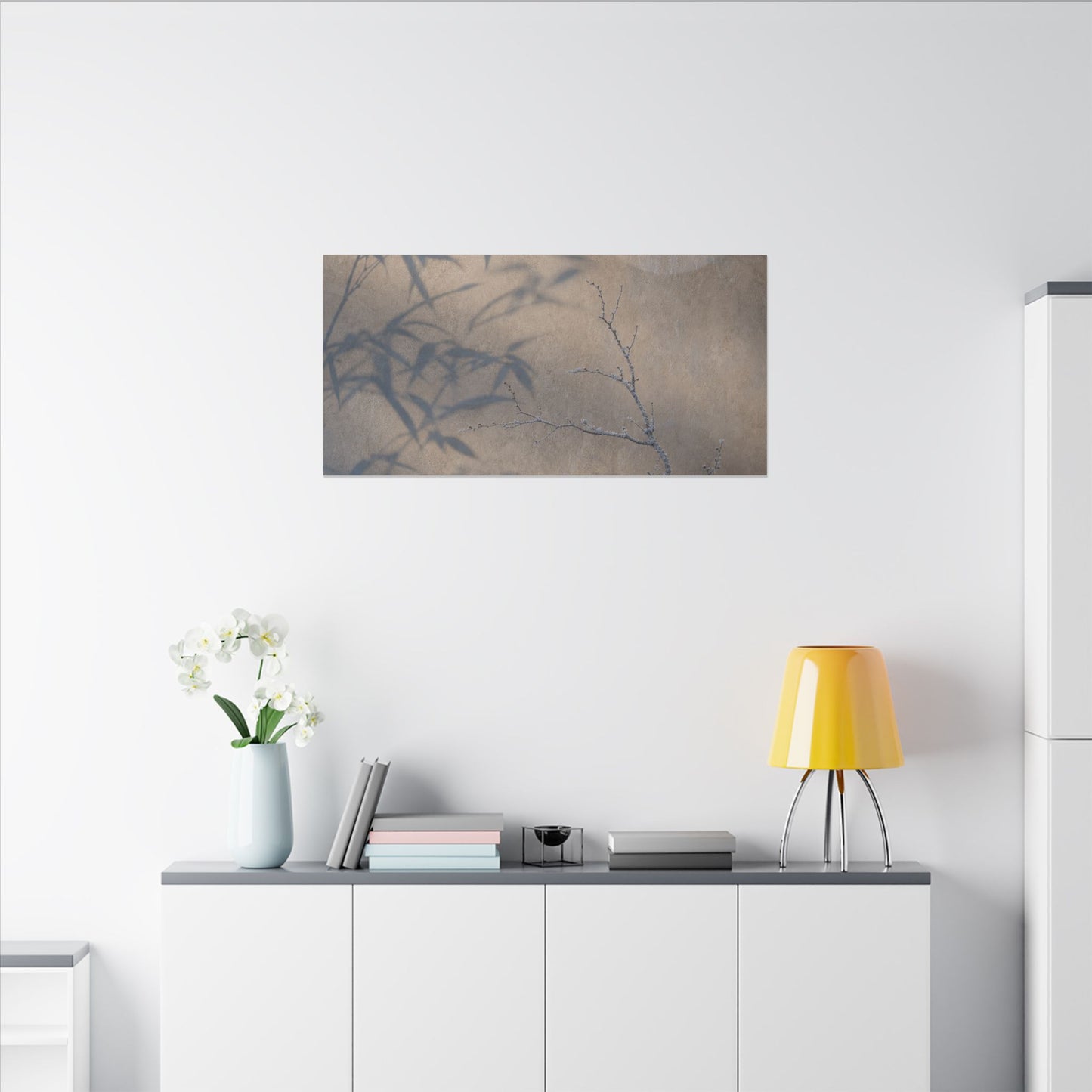 Shadow Play Canvas Art | Winter Japandi Japanese Pattern Art