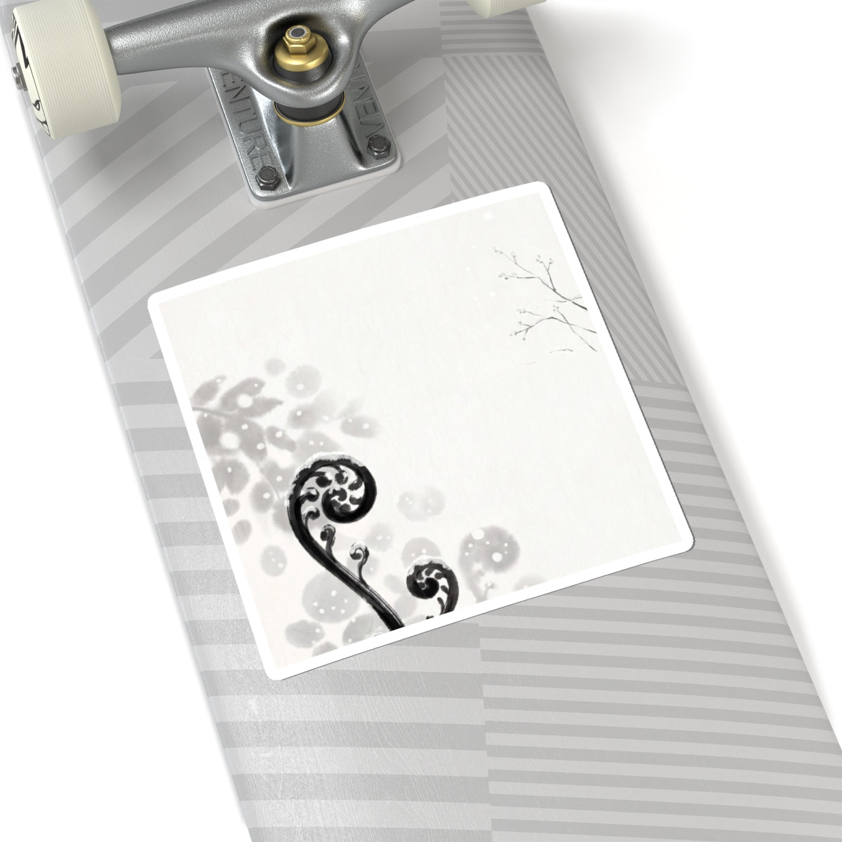 Peaceful Fern Unfurling Sticker - Ukiyo E Inspired Zen Art Print