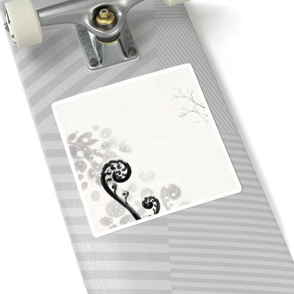 Peaceful Fern Unfurling Sticker - Ukiyo E Inspired Zen Art Print