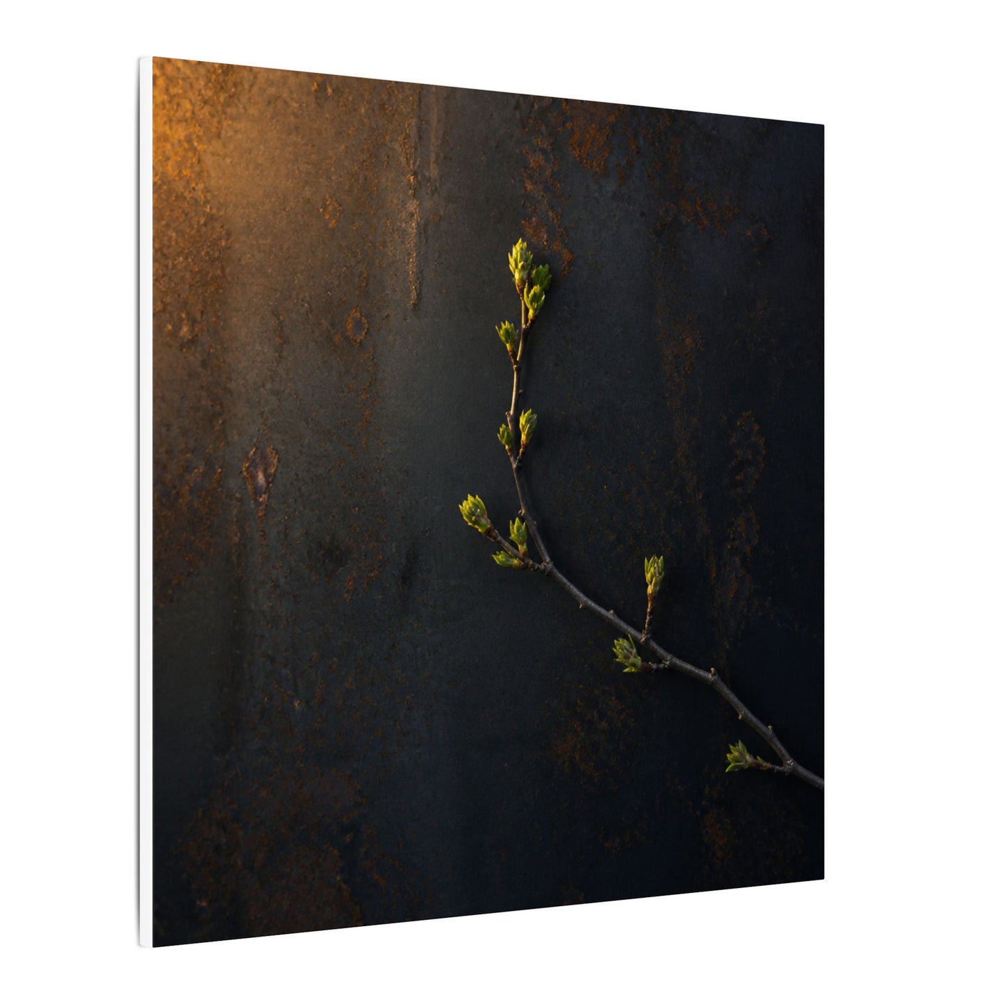 Dark Japandi Rust Patina in Golden Hour | Moody Minimal Canvas Art
