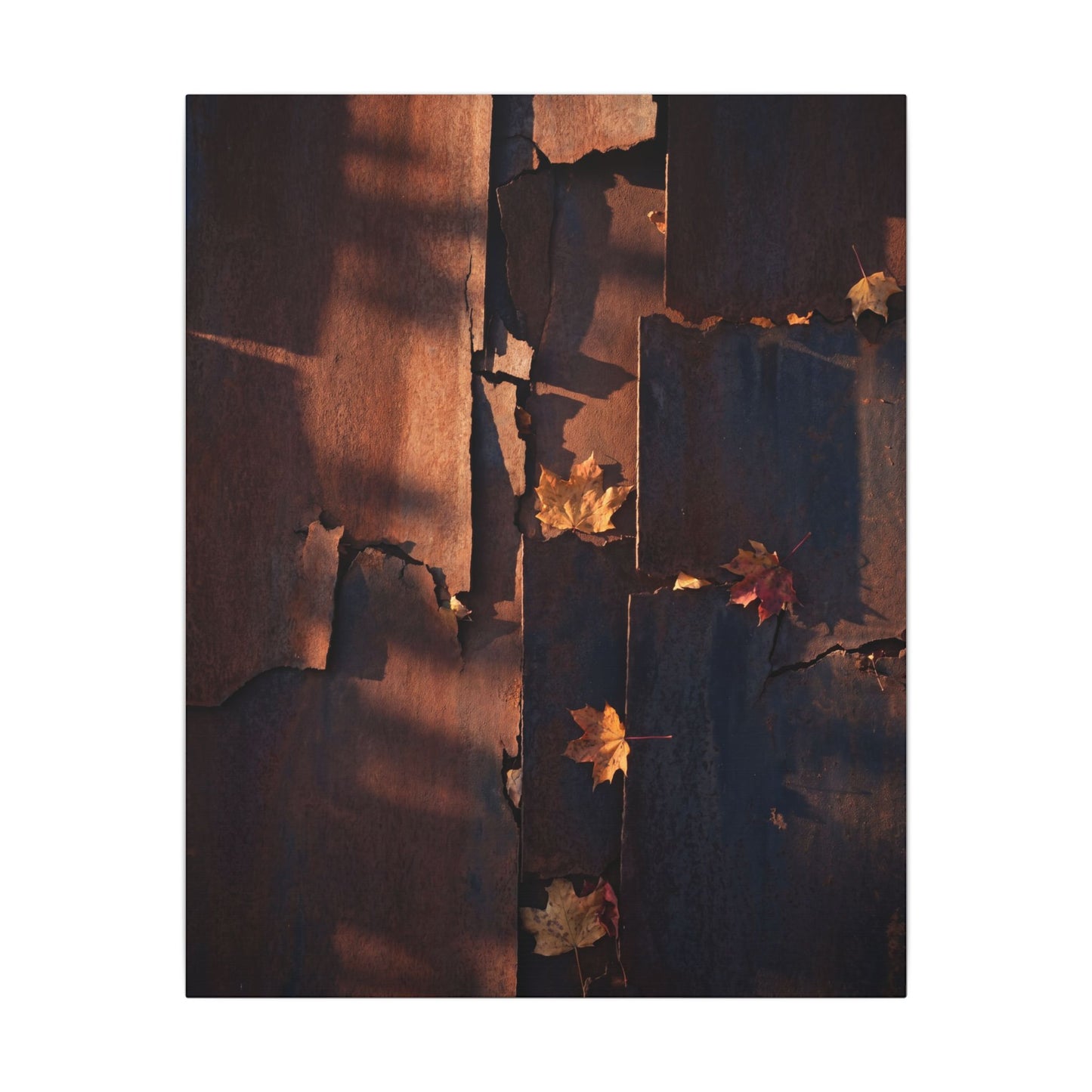 Seijaku Rust Patina Canvas Art - Dark Japandi Shadow Zen