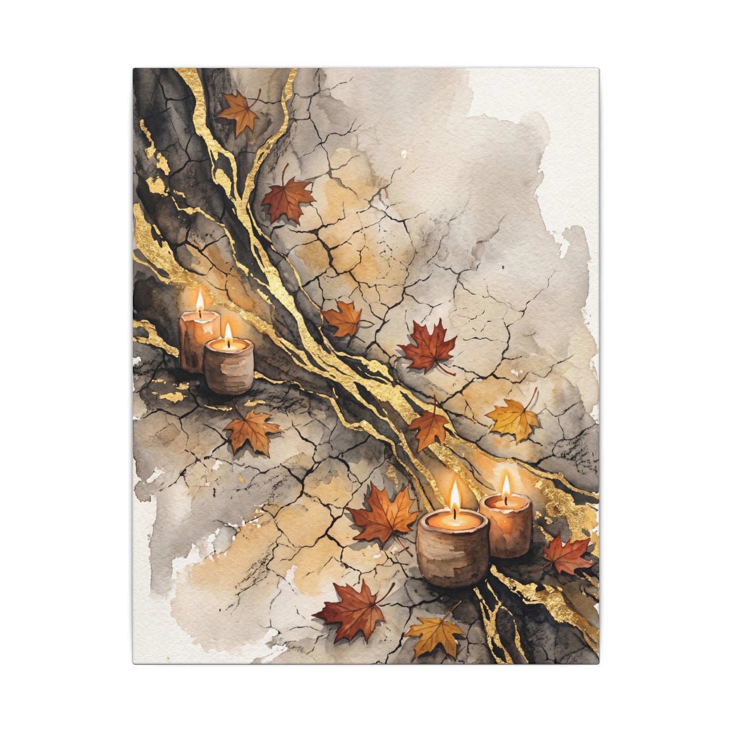 Cracked Earth Autumn Canvas Art | Japandi Warm Design
