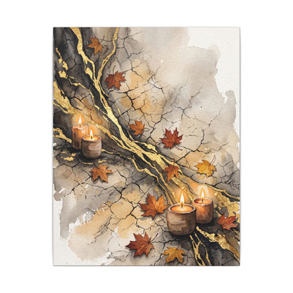 Cracked Earth Autumn Canvas Art | Japandi Warm Design