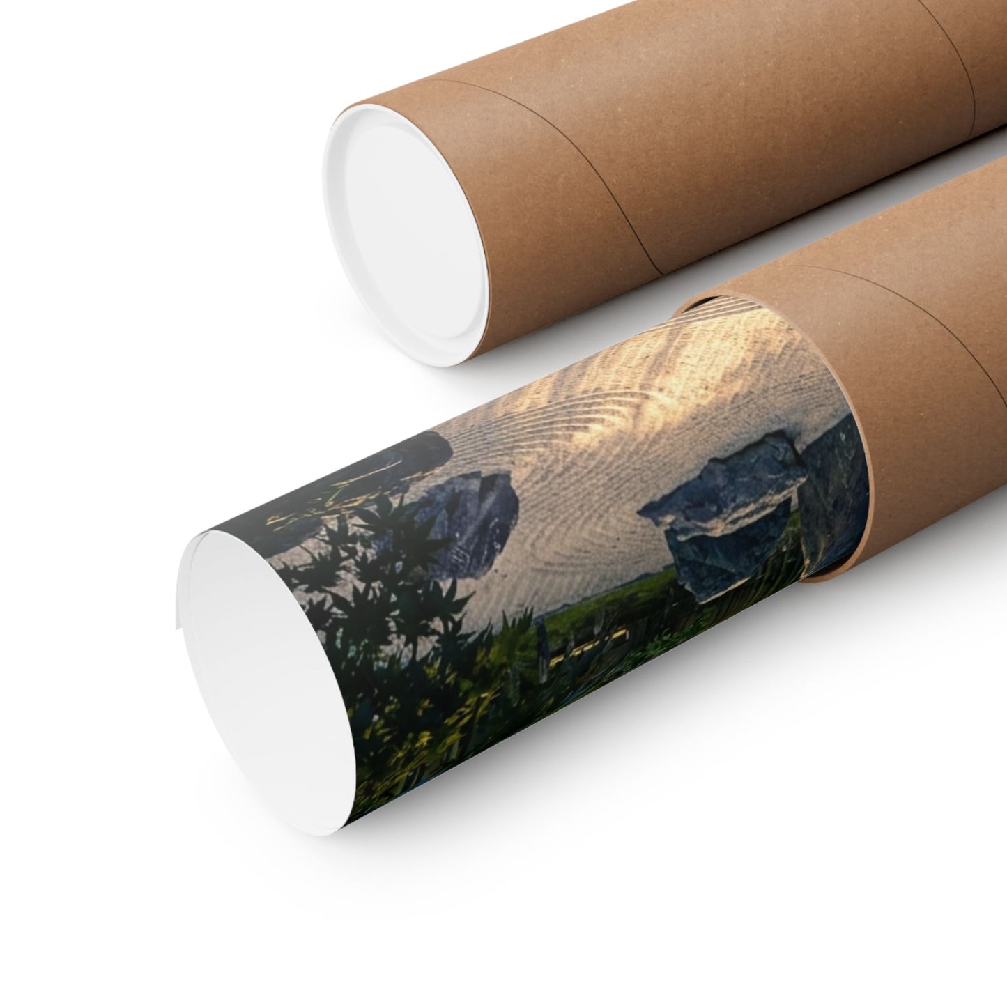 Golden Hour Rock Garden Wall Art Print - Zen Mono No Aware