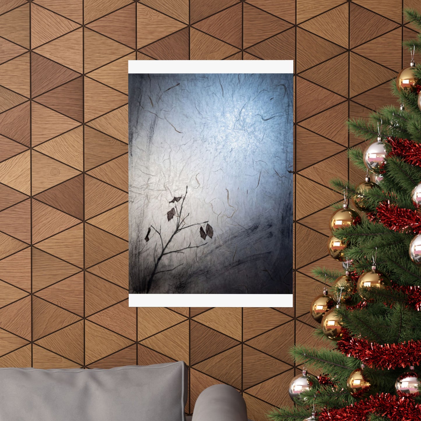Japandi Shoji Screen in Moonlight | Texture Wall Art Print