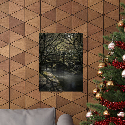 Bold Wooden Bridge Wall Art Print - Shadow Zen Dark Japandi