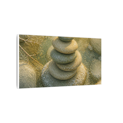 River Stones Watercolor Canvas Art | Elegant Japandi Art
