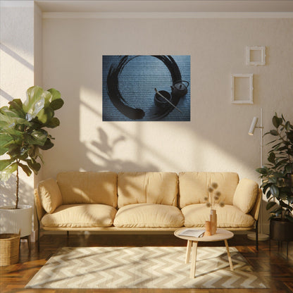 Winter Tea Ceremony Enso Canvas Art | Peaceful Decor