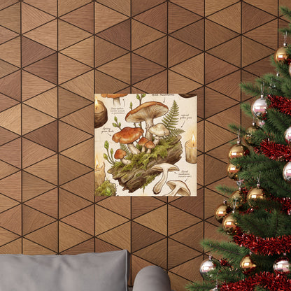 Spring Wild Mushrooms Forest Whimsy Wall Art Print | Rustic Decor