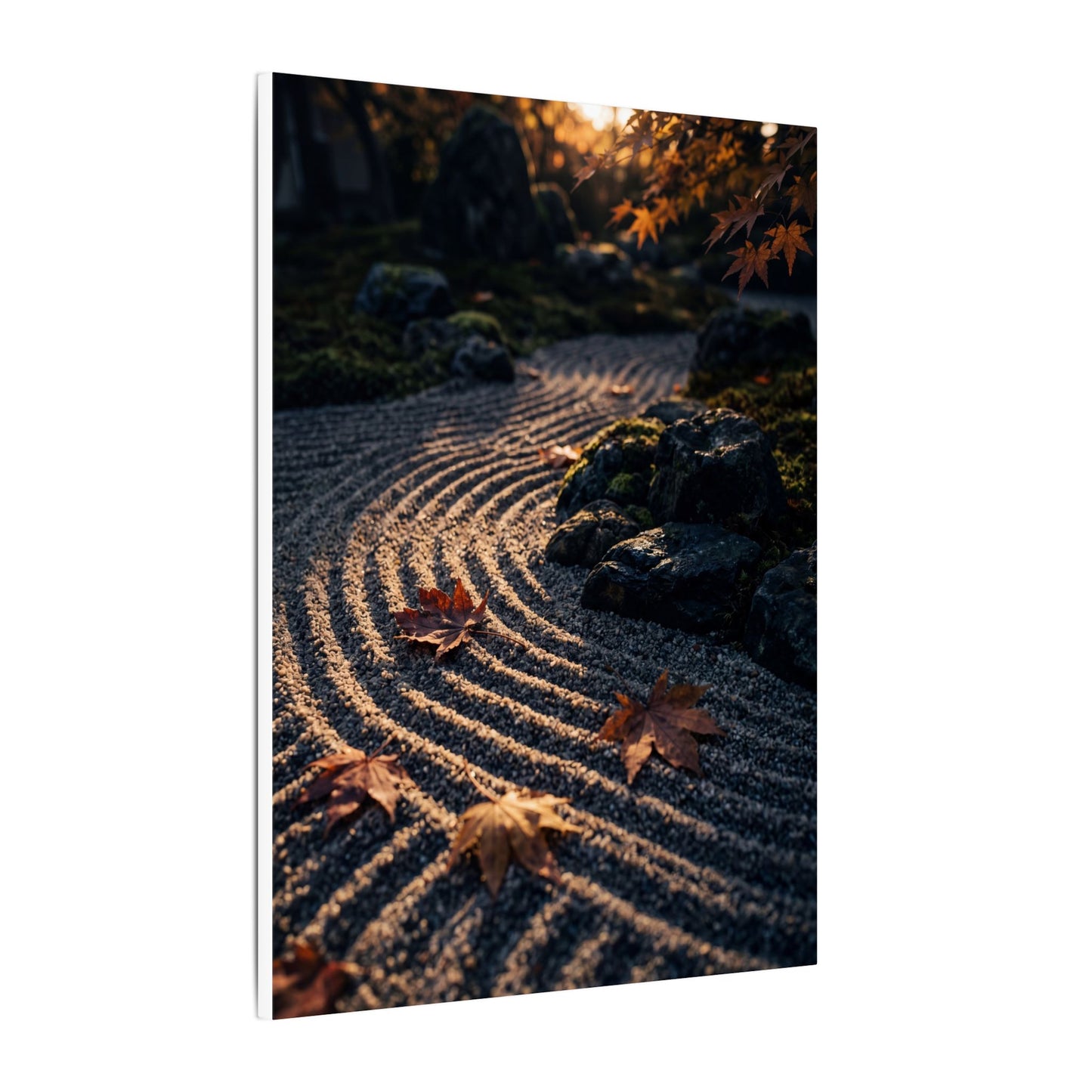 Rock Garden Moody Minimal Canvas Art | Bold Dark Japandi Art