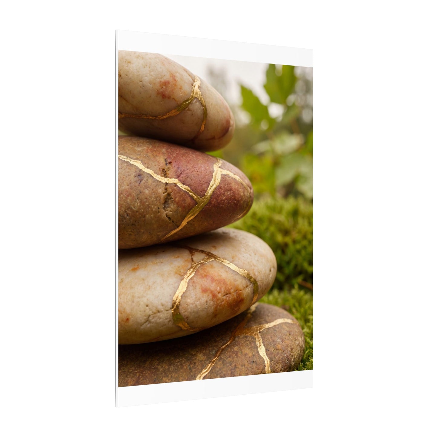 River Stones Summer Canvas Art | Kintsugi Healing Design