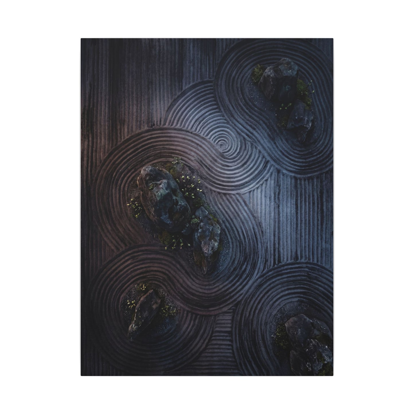 Spring Rock Garden Charcoal Ink Canvas Art | Bold Decor
