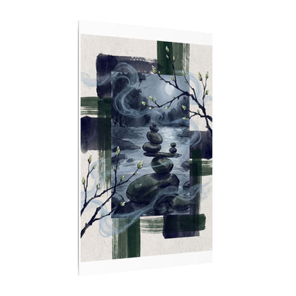 Moonlight River Stones Canvas Art - Zen Shibui