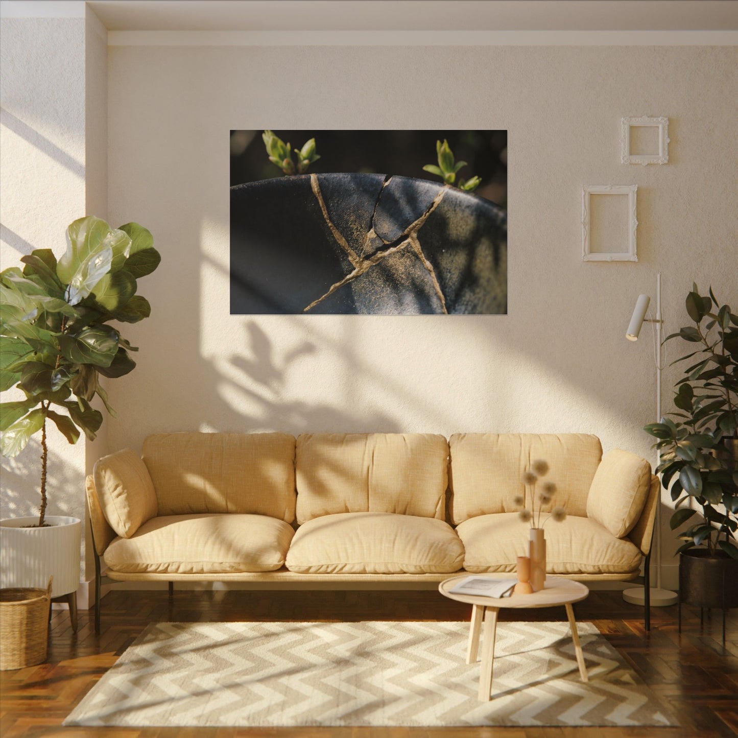 Seijaku Broken Pottery Canvas Art - Dark Japandi Shadow Zen