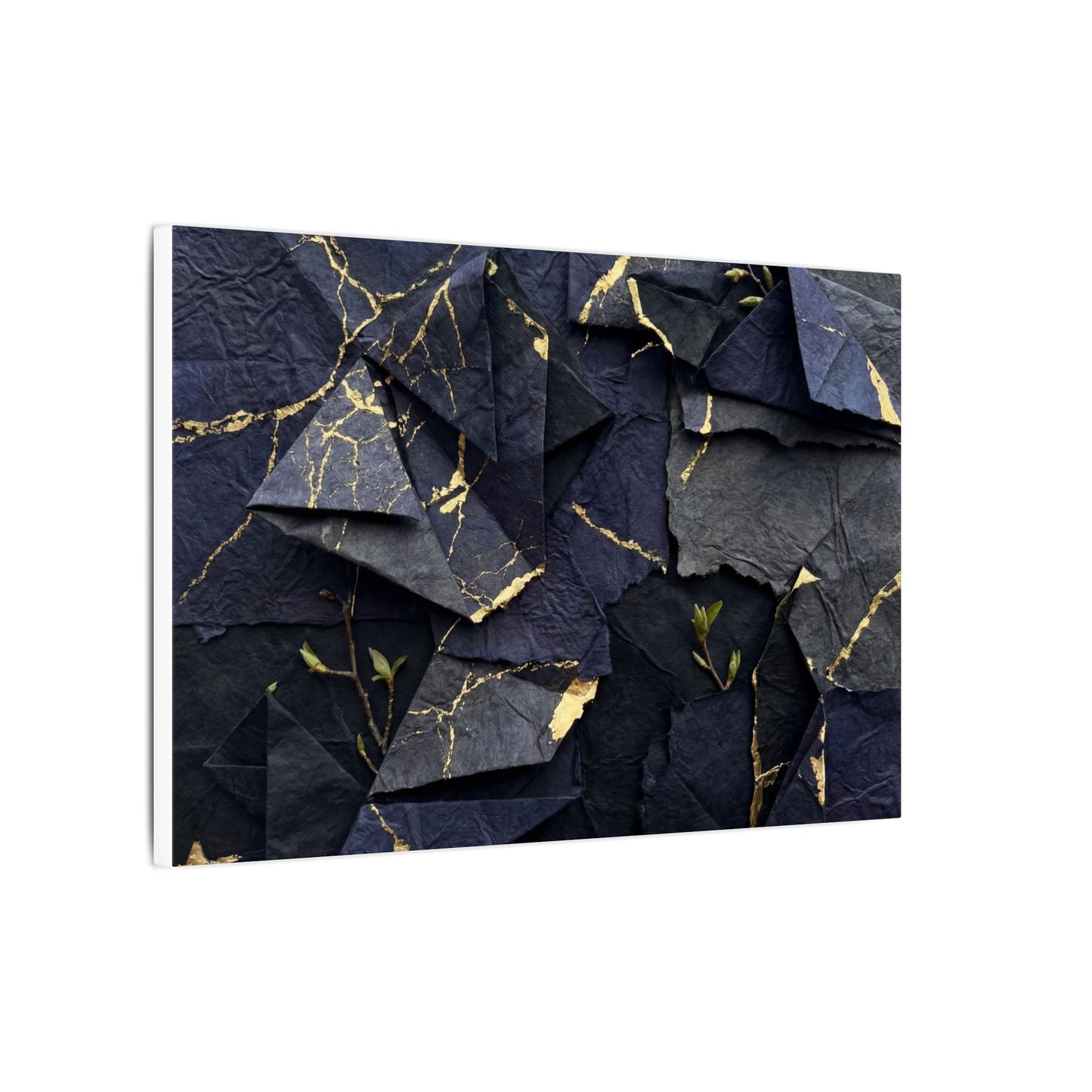 Beautiful Paper Fold Canvas Art - Crackle Gold Kintsugi