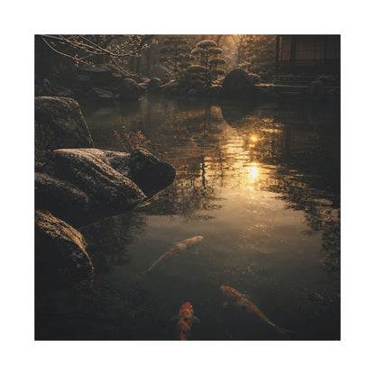 Winter Koi Pond Shadow Zen Canvas Art | Bold Decor