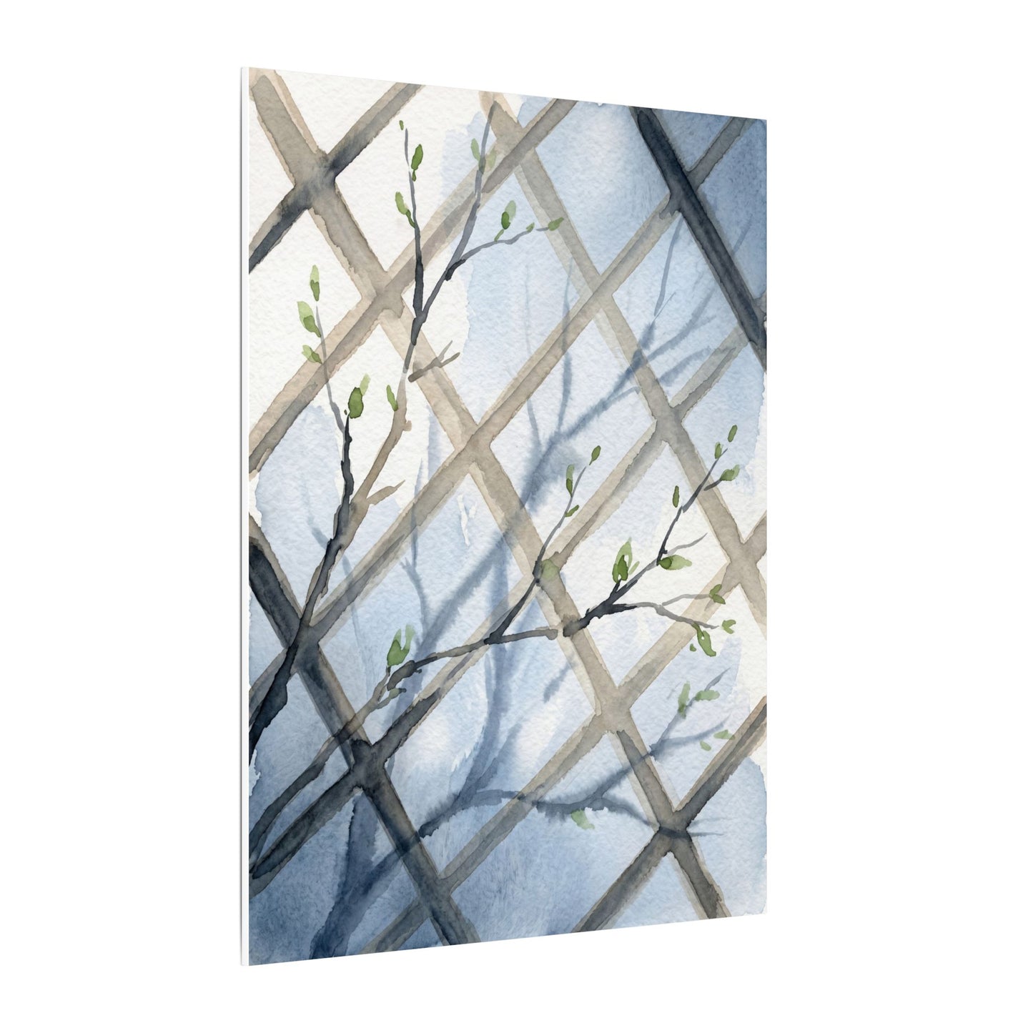 Shoji Screen Canvas Art | Spring Japandi Watercolor Art