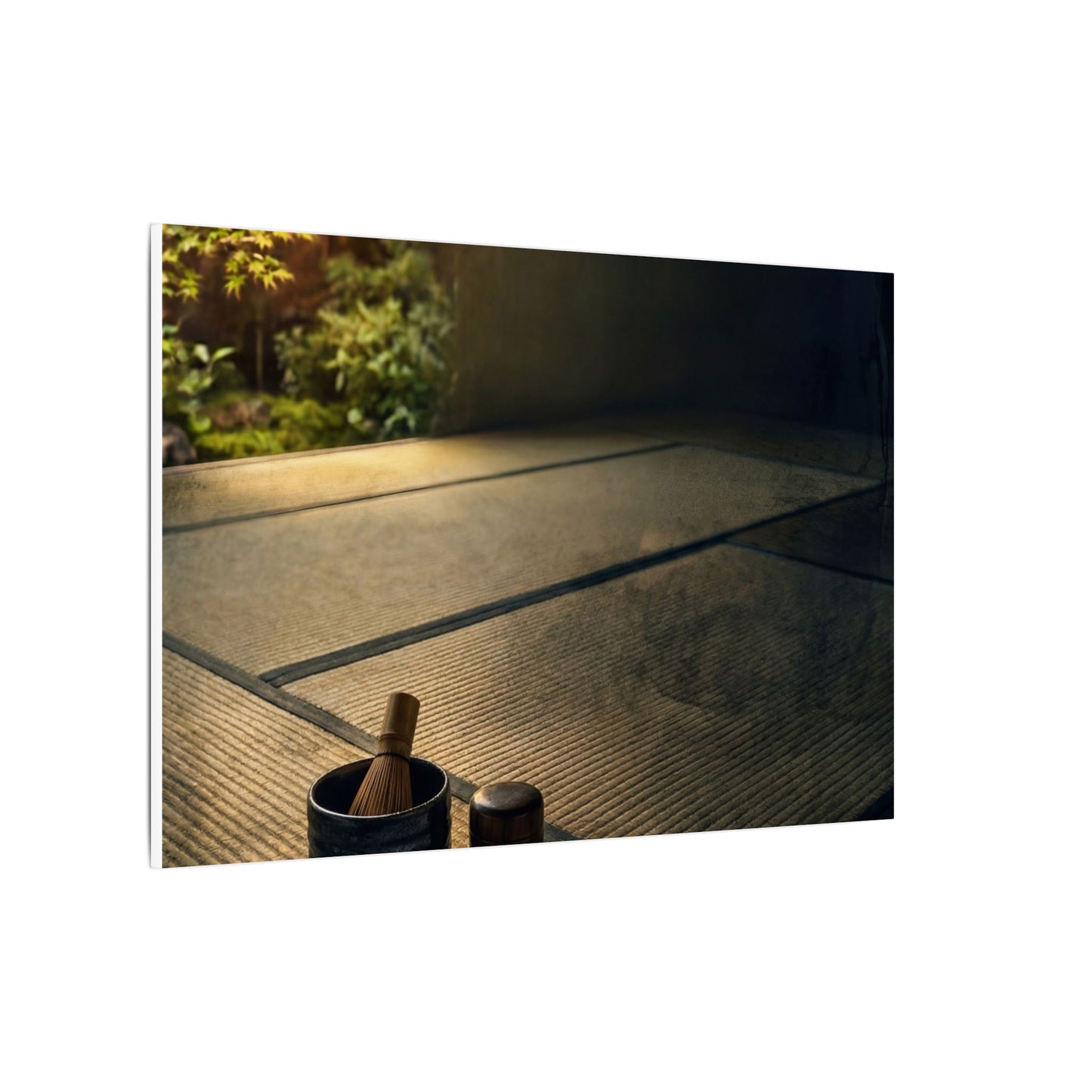 Dark Japandi Tea Ceremony in Golden Hour | Dark Texture Canvas Art