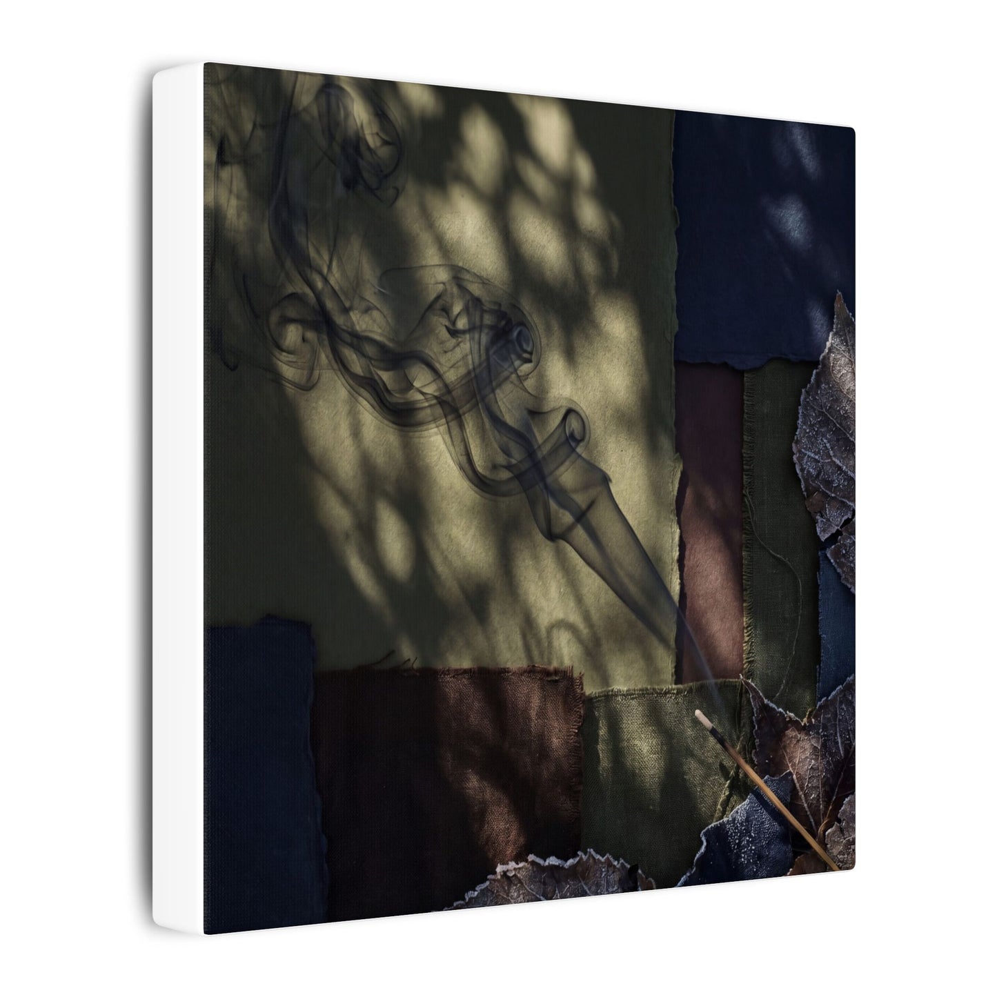 Ma Incense Smoke Canvas Art - Dark Japandi Dark Texture