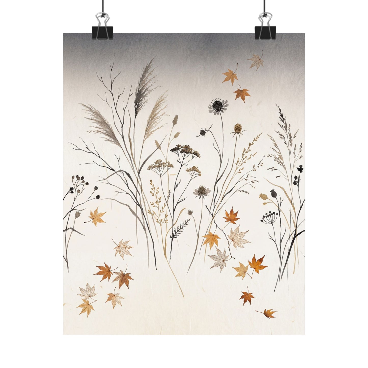 Dried Flowers Wall Art Print | Autumn Japandi Japanese Pattern Art Art Print