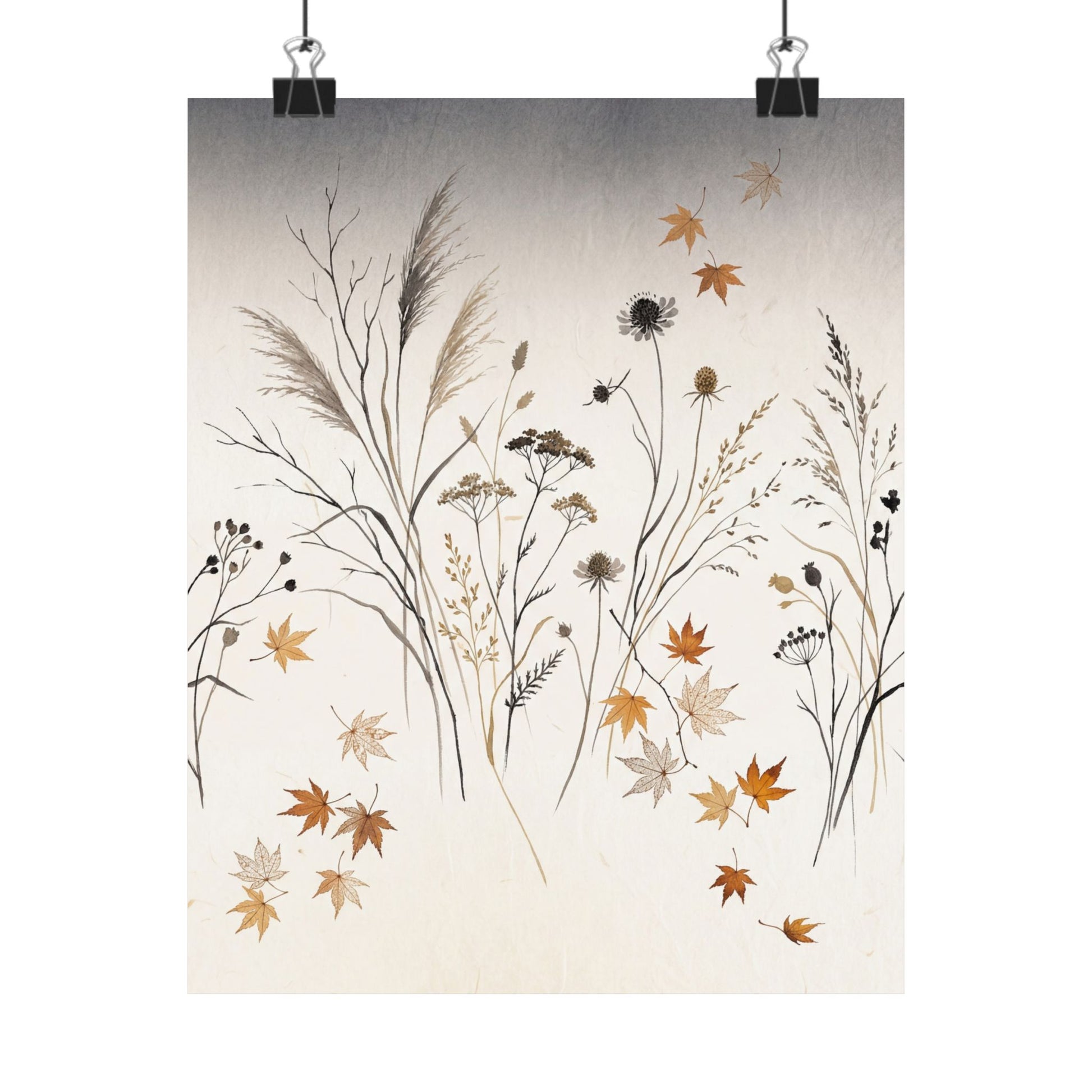 Dried Flowers Wall Art Print | Autumn Japandi Japanese Pattern Art Art Print