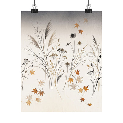 Dried Flowers Wall Art Print | Autumn Japandi Japanese Pattern Art Art Print