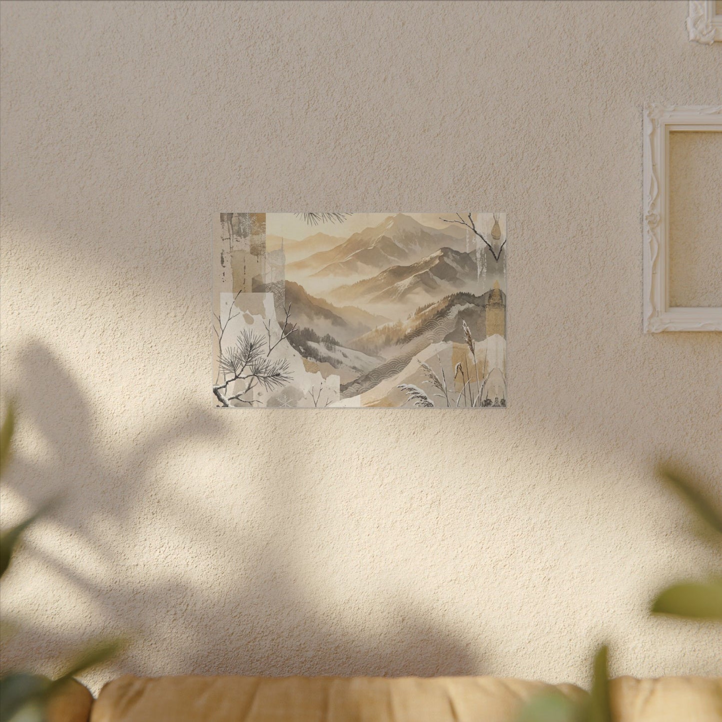 Shibui Mountain Mist Canvas Art - Japandi Japanese Pattern