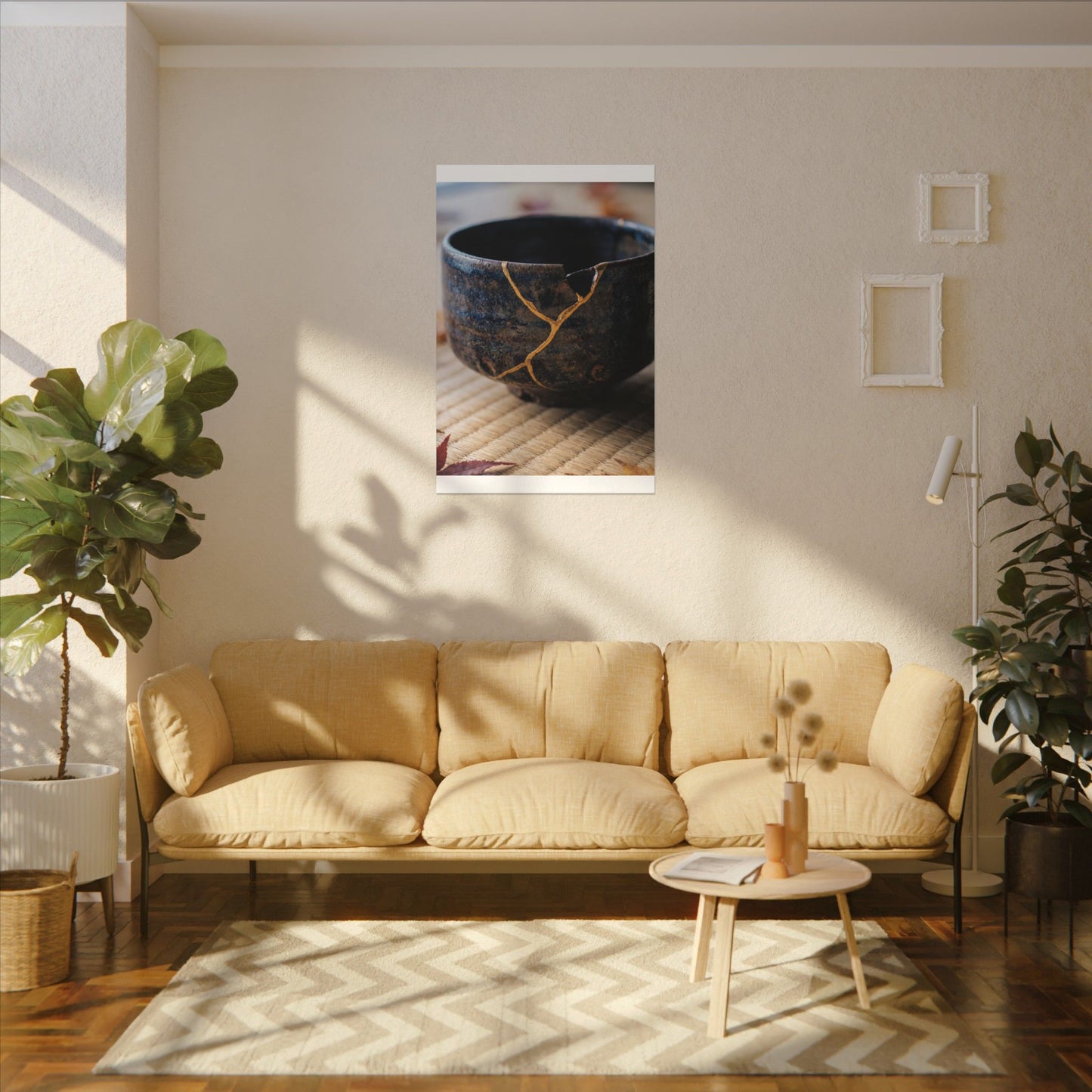 Tea Ceremony Autumn Canvas Art | Kintsugi Healing Design