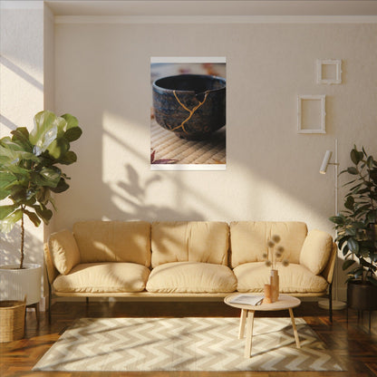 Tea Ceremony Autumn Canvas Art | Kintsugi Healing Design