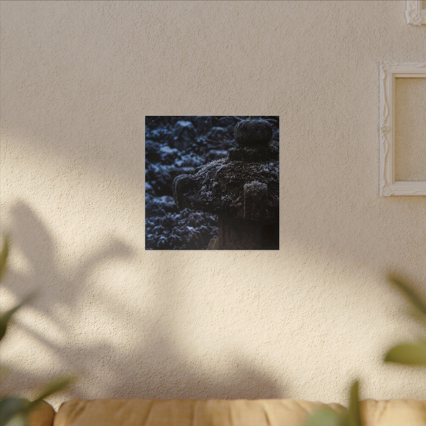Moody Stone Lantern Canvas Art - Shadow Zen Dark Japandi