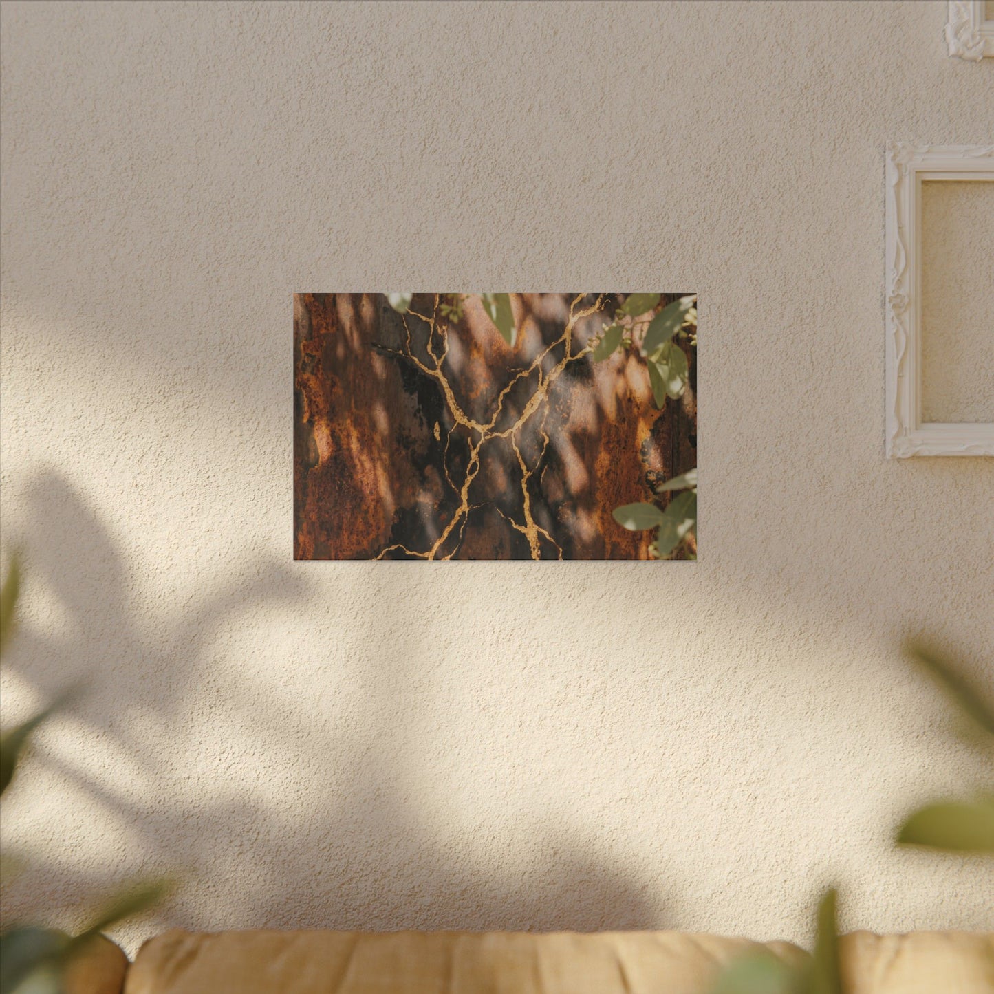 Kanso Rust Patina Canvas Art - Kintsugi Gold Vein
