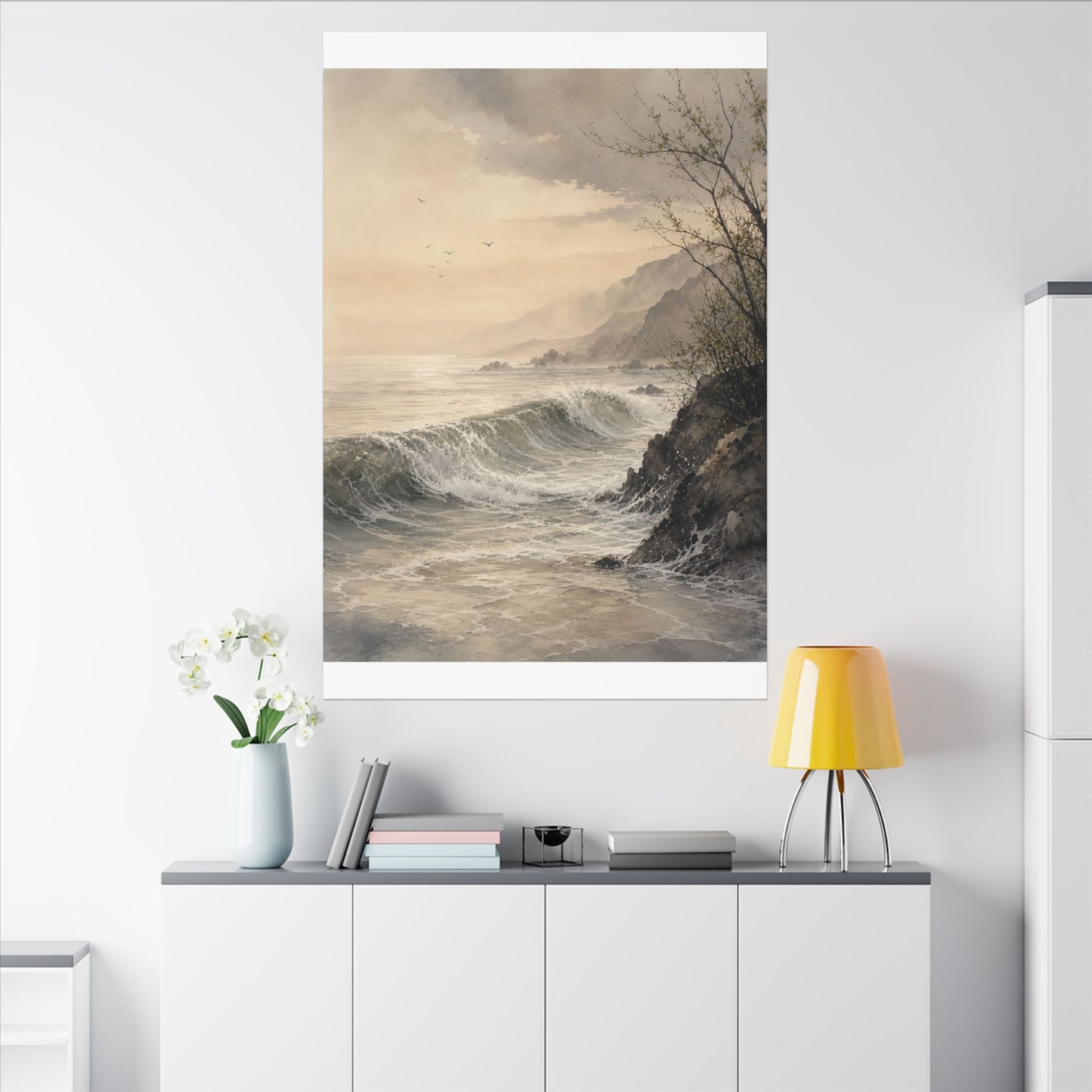 Ocean Wave Spring Canvas Art | Japandi Elegant Design