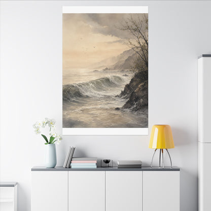 Ocean Wave Spring Canvas Art | Japandi Elegant Design