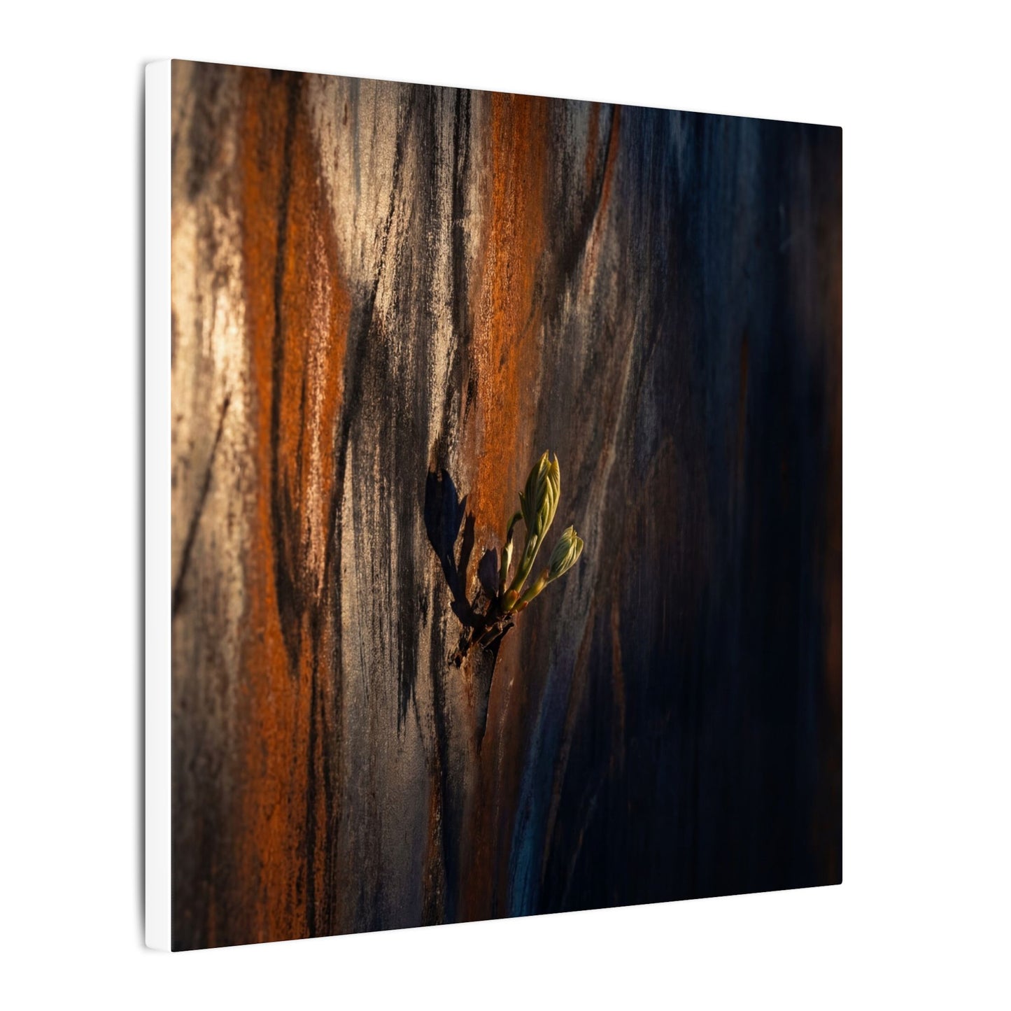 Rust Patina Charcoal Ink Canvas Art | Moody Dark Japandi Art