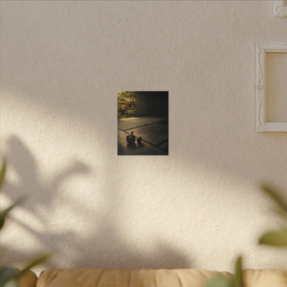 Dark Japandi Tea Ceremony in Golden Hour | Dark Texture Canvas Art
