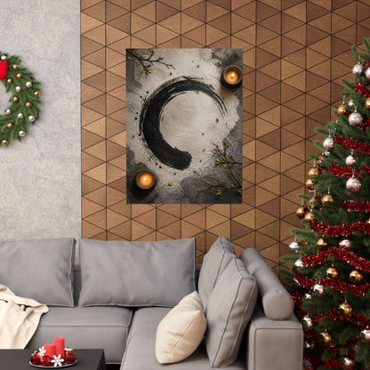 Peaceful Ink Brushstroke Wall Art Print - Enso Zen