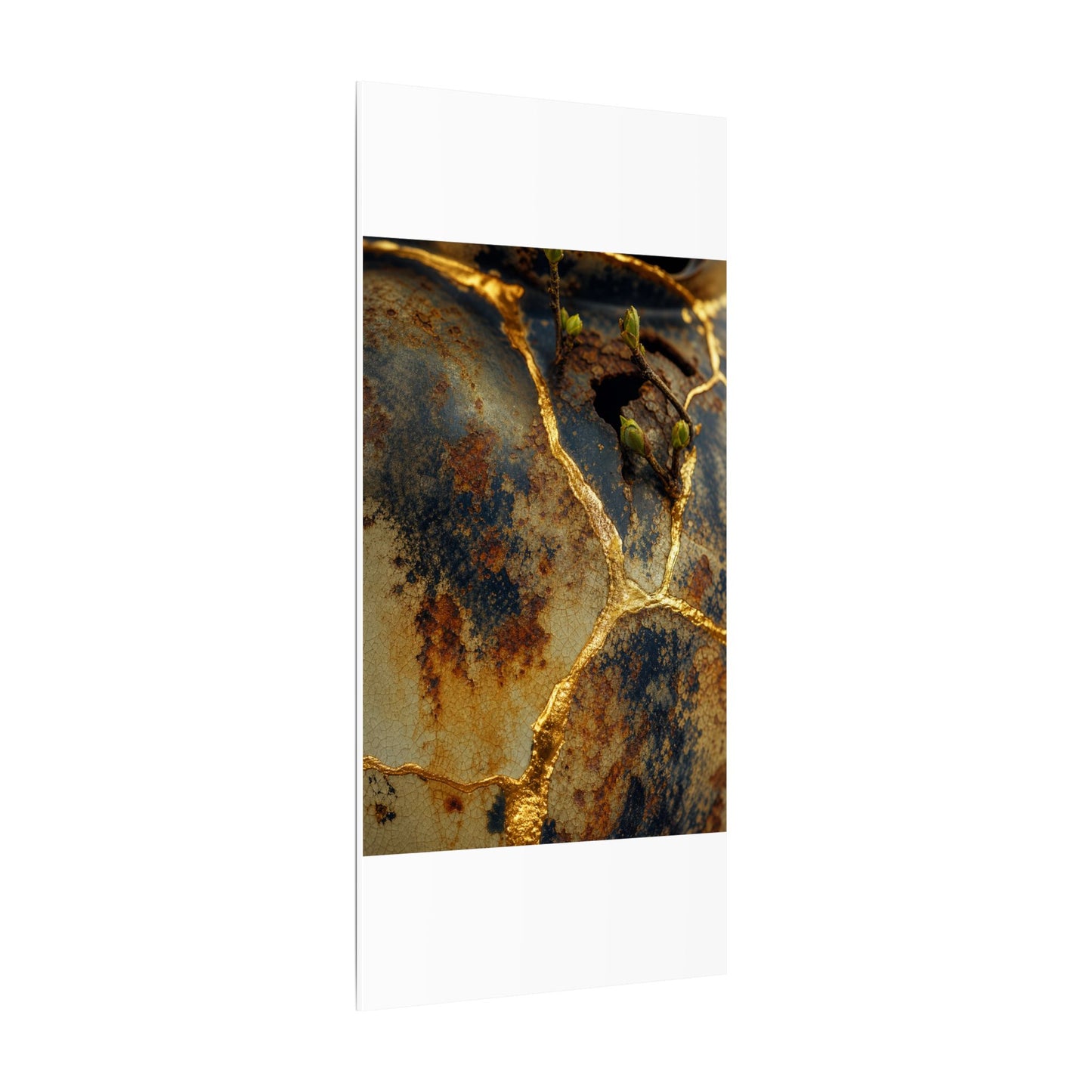 Datsuzoku Rust Patina Canvas Art - Kintsugi Crackle Gold