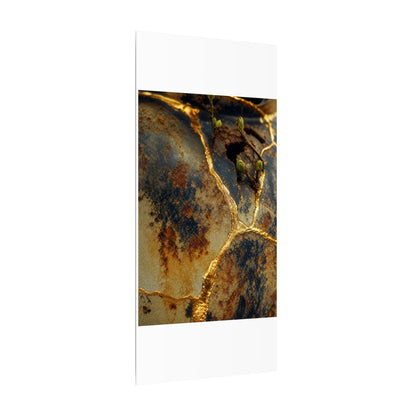 Datsuzoku Rust Patina Canvas Art - Kintsugi Crackle Gold