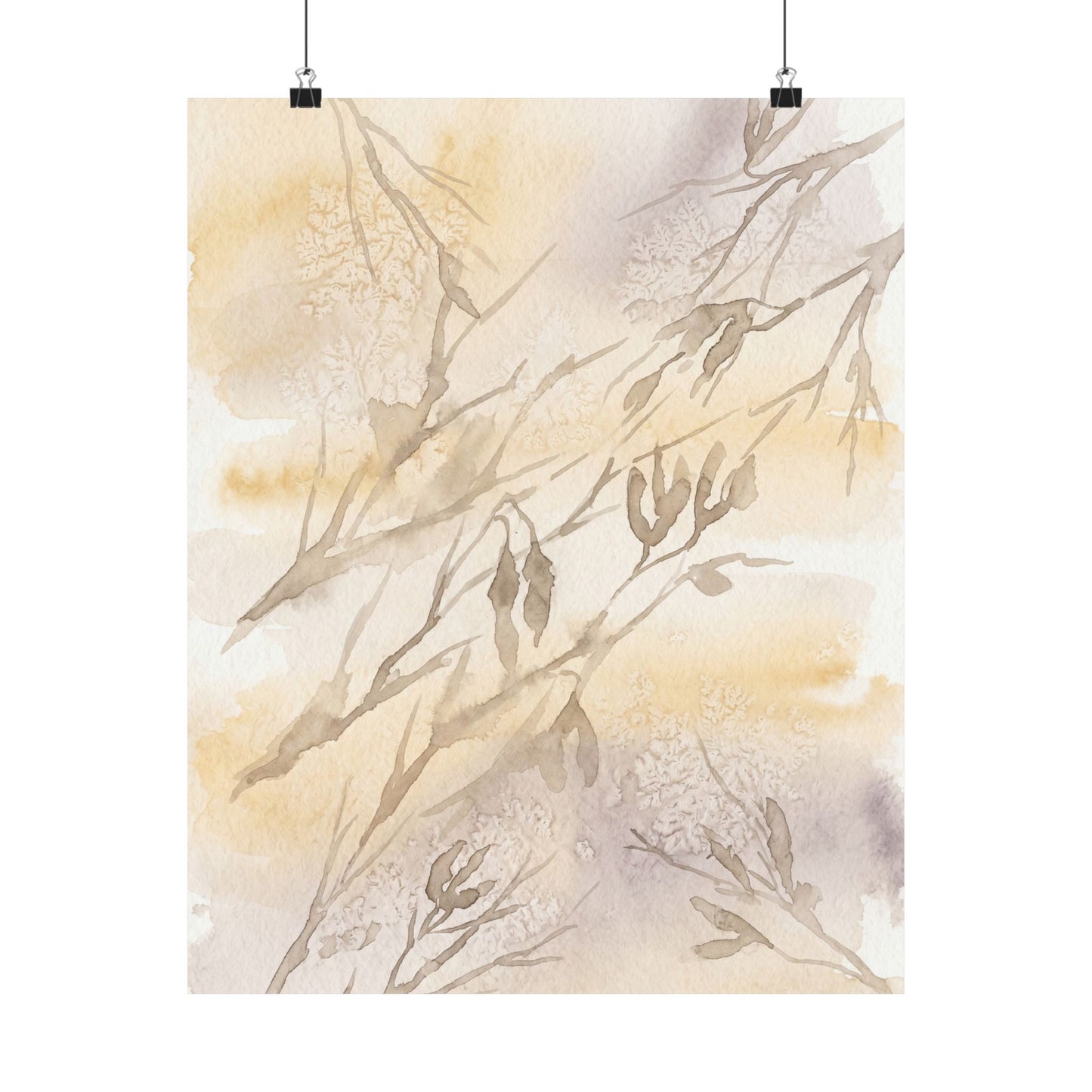 Shadow Play Winter Wall Art Print | Japandi Warm Design