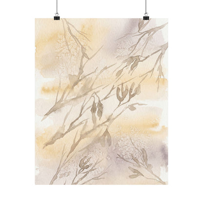 Shadow Play Winter Wall Art Print | Japandi Warm Design