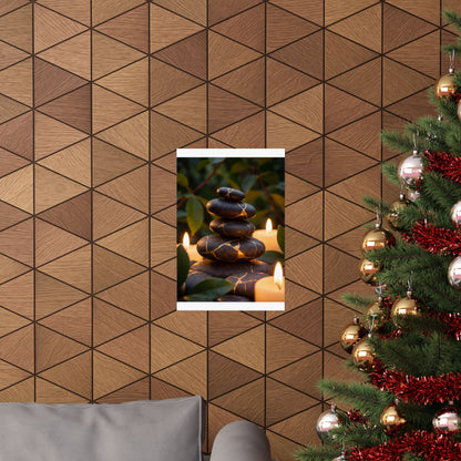 Summer River Stones Gold Vein Wall Art Print | Healing Decor