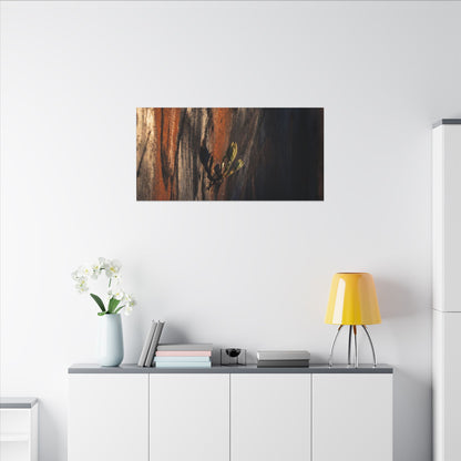 Rust Patina Charcoal Ink Canvas Art | Moody Dark Japandi Art