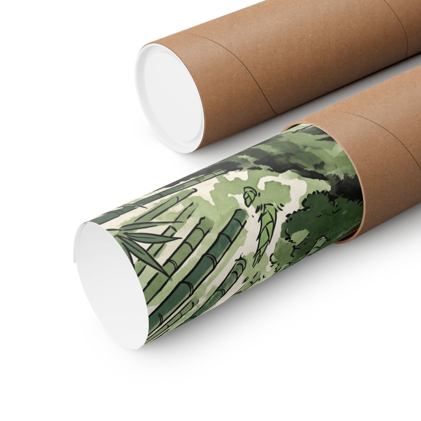 Zen Bamboo Grove in Overcast | Ukiyo E Inspired Wall Art Print